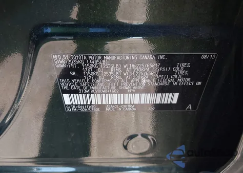 2013 Toyota Rav4 Xle from USA, damaged, VIN 2T3WFREV0DW044602